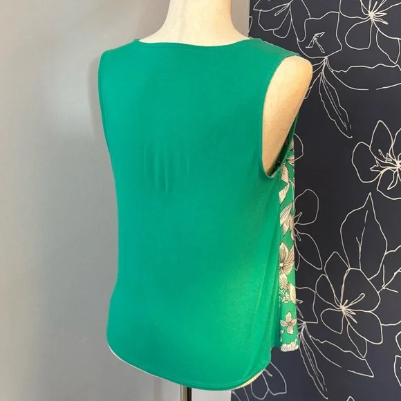 A New Day Green White Floral Sleeveless Tank Shirt Blouse, Size Small S - Picture 3 of 7